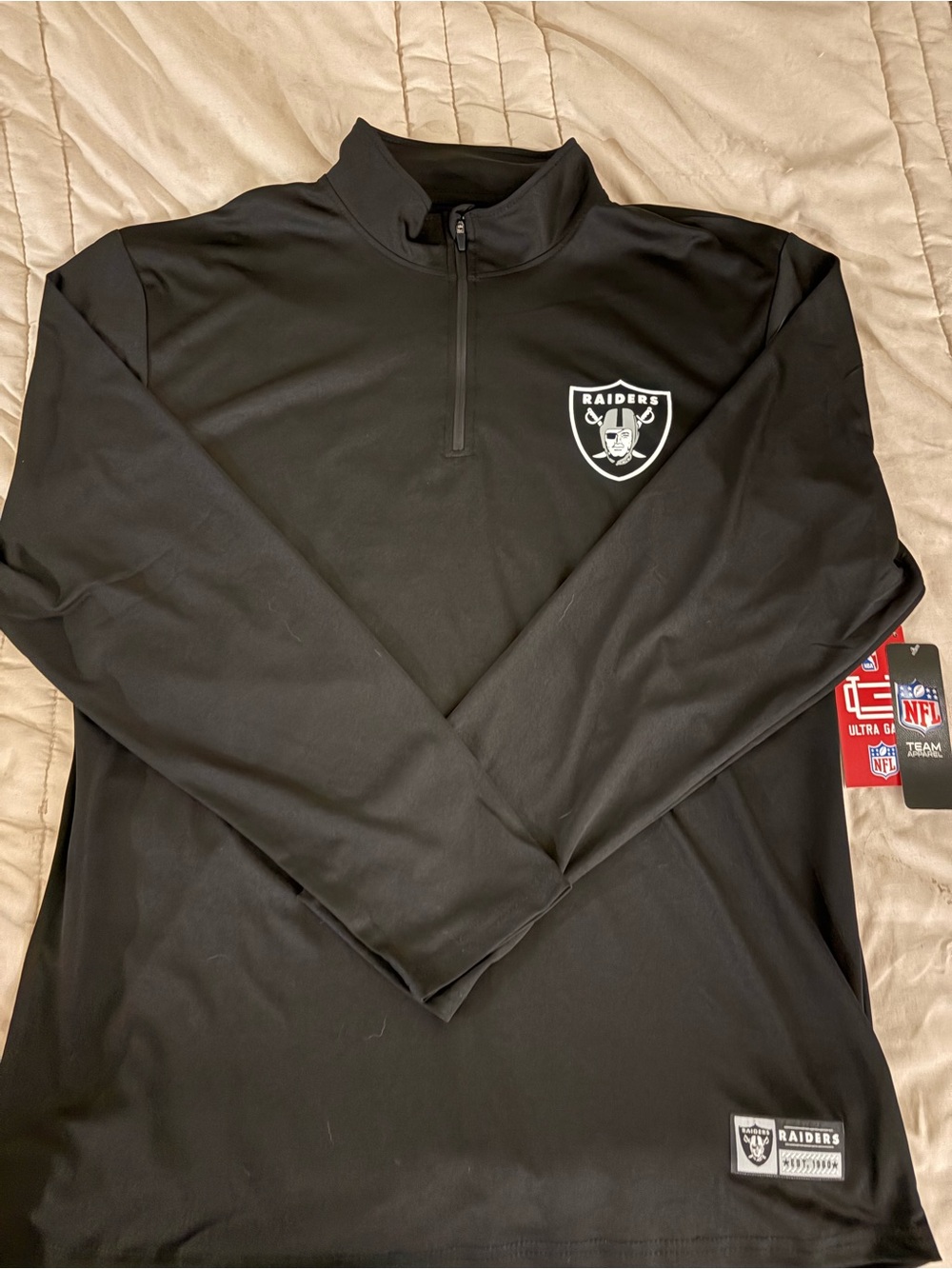 NFL Las Vegas Raiders Black Dri-Fit Quarter-Zip Long Sleeve Shirt